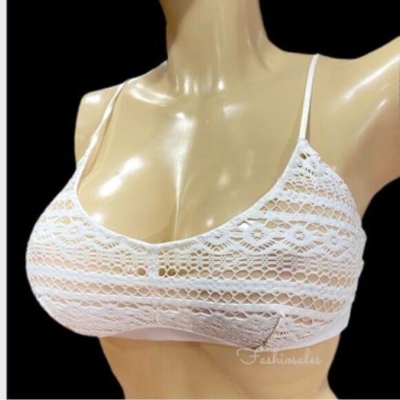 Victoria’s Secret Sexy Unlined Crochet Lace Bralette bra White Large - Picture 3 of 4